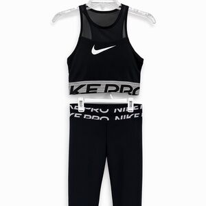 Nike Pro Dri-Fit Matching Set Black Leggings + Sports Bra Gym Yoga Size M